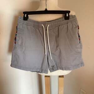 Wowie OG Casual Shorts Gray Khaki with Aztec Trim Detail